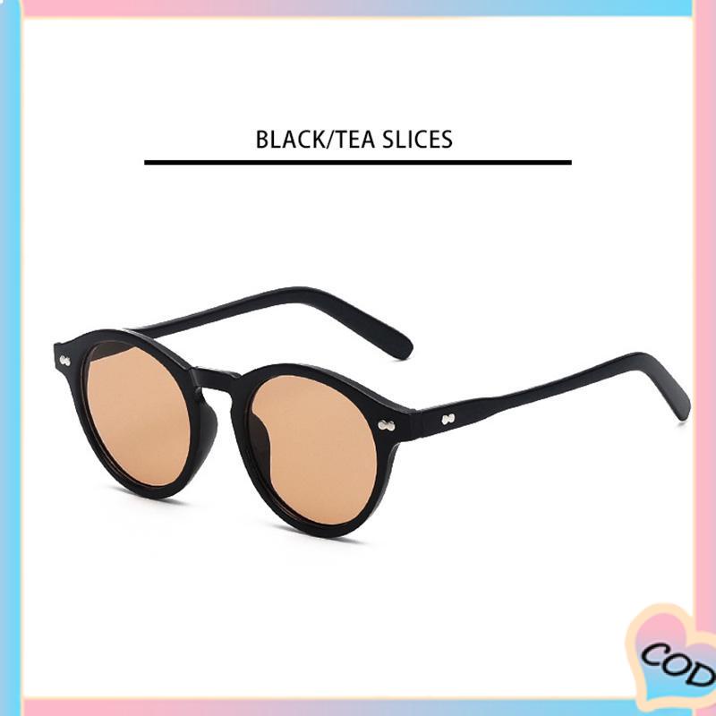 COD❤️COD❤️Fashion Kecil Bingkai Kacamata Bulat Baru Vintage Wanita  Populer Shades Kacamata Kualitas Tinggi Terbaru-A.one-A.one