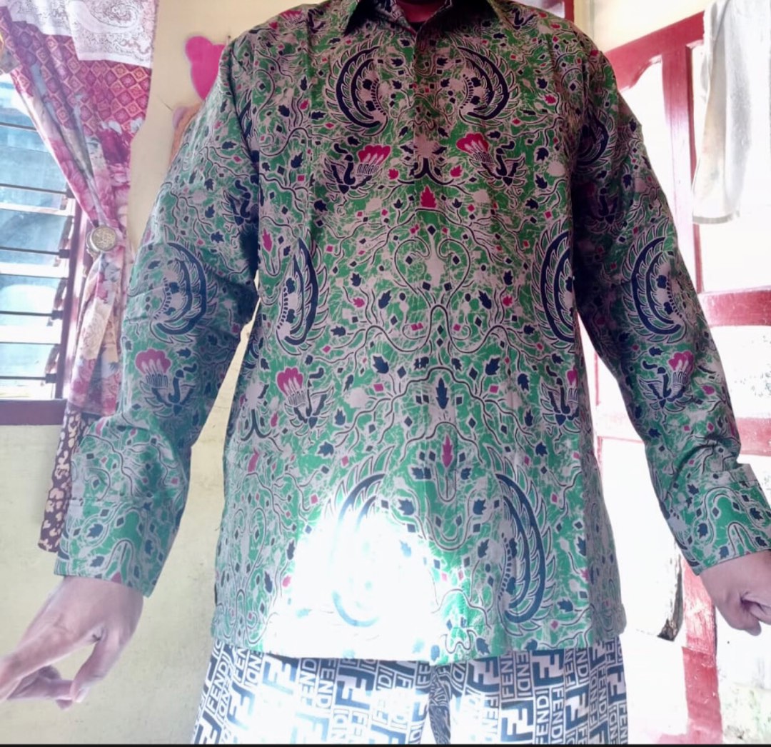 Bisono Ijo Kemeja Batik Pria Full Furing Katun Sragenan