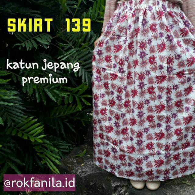 Rok Panjang Katun Jepang Motif Bunga Daisy Cantik Japan Design_Skirt 139 Rokfanila