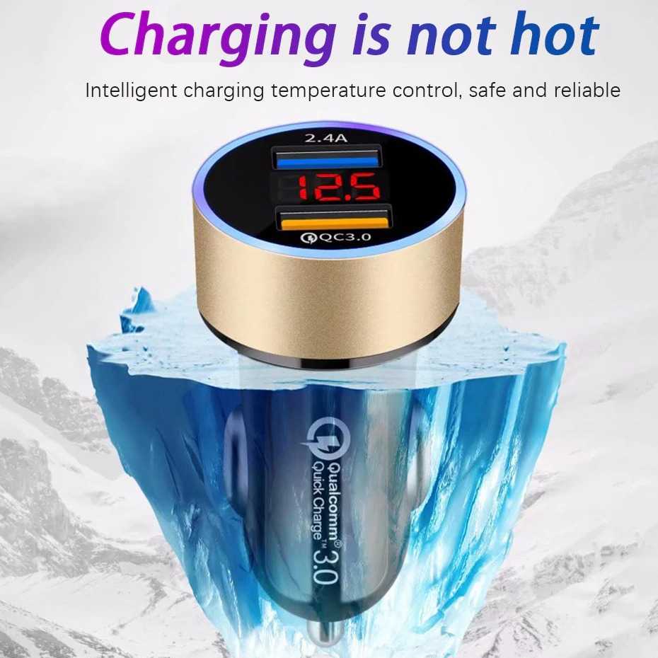 TG-A1 Leeioo Car Charger Dual USB Port QC3.0 2.4A LCD Display - LE001