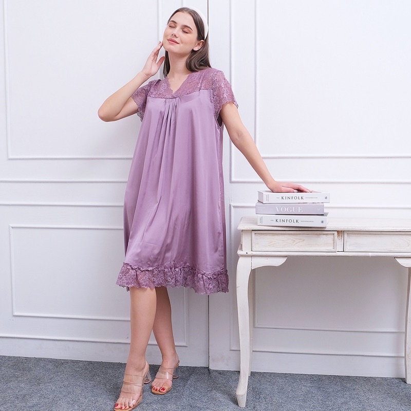 Ladybydiana NEW IRISH LILAC SLEEPWEAR Sexy Dress Baju Tidur Wanita Bahan Armany Silk Paling Adem Busui Friendly