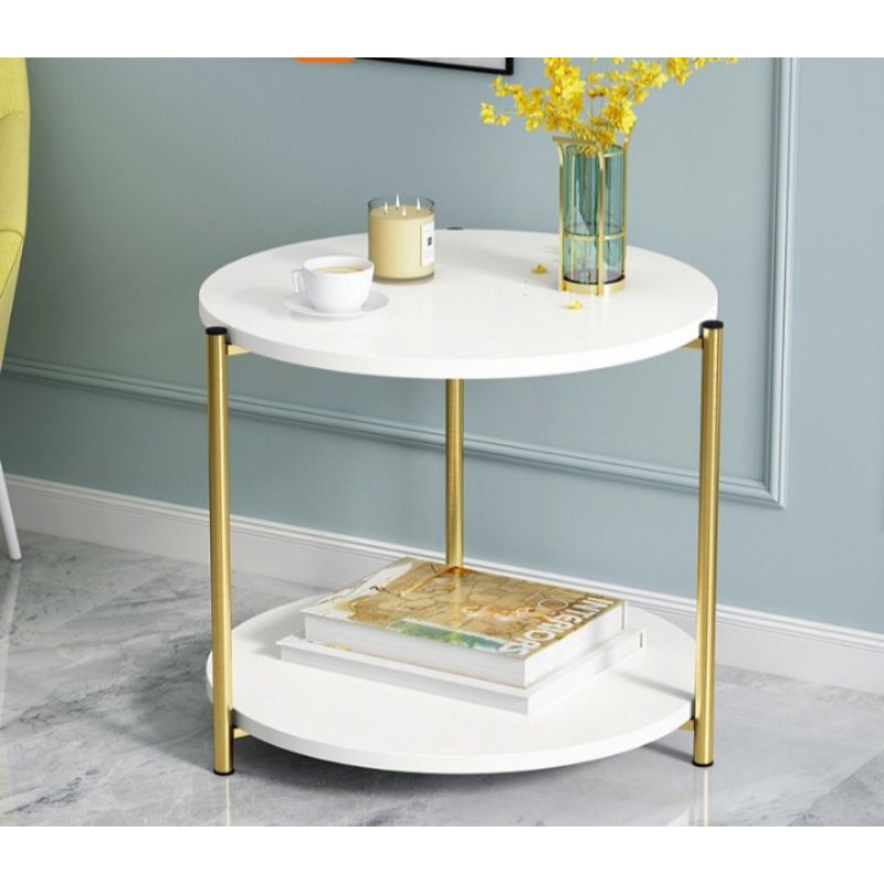 meja ruang tamu modern/meja tamu pojok// meja bulat minimalis hpl//meja kopi