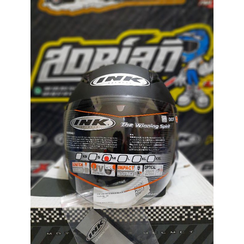 HELM INK METRO 2 SOLID BLACK MATT 2 VISOR HELM HALF FACE DOUBLE VISOR INK METRO 2 BLACK DOFF MURAH-5