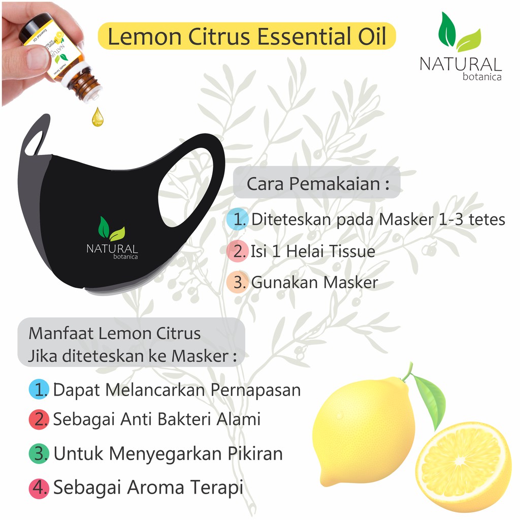 Natural Botanica Lemon Citrus Essential Oil Pure Minyak Esensial AromaTerapi Diffuser Humidifier