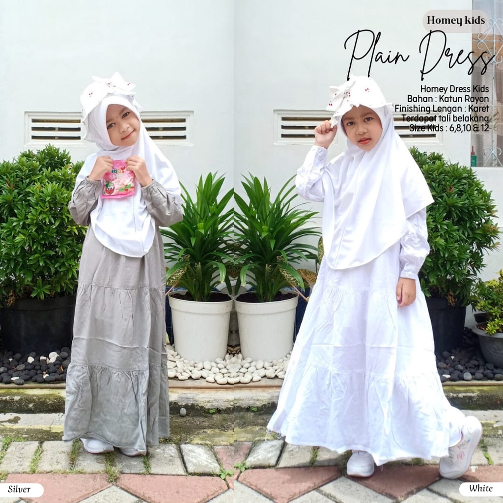 Terlaris-Gamis Anak/Homey Dress Anak-Homey Dress Polos-Bahan Katun Rayon Premium-Busana Muslim Anak murah