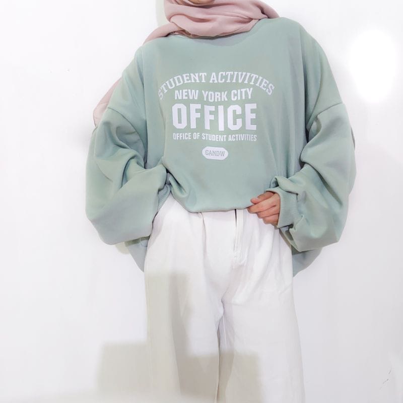 OFFICE OF STUDENT ACTIVITIES SWEATER OBLONG SWEATER OVERSIZE WANITA SWITER CREWNECK KOREA