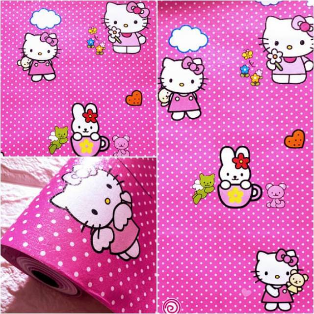 Wallpaper Stiker  Dinding Murah Hello Kitty Pink Polkadot 