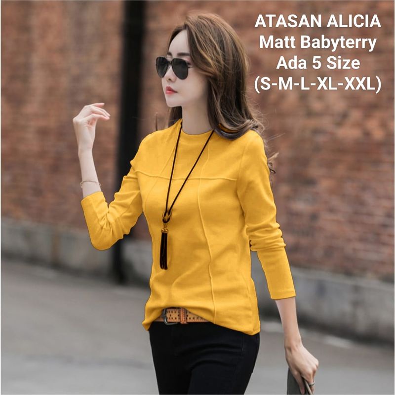 Atasan Pakaian Wanita Terbaru Import Blouse Alicia Lengan Panjang Ukuran Jumbo Model kekinian Matt Babyterry Good Quality