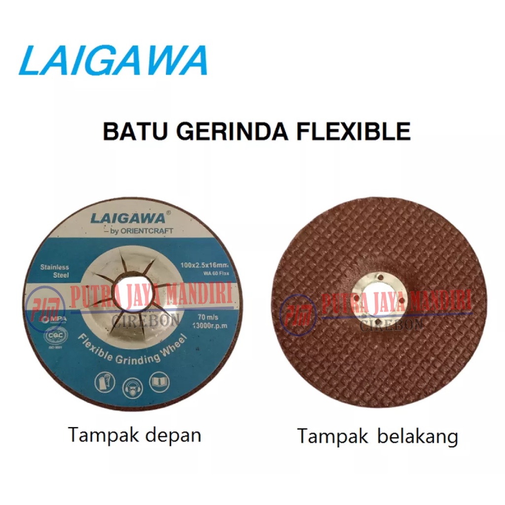 Laigawa Flexible Grinding Wheel 4 Inch WA-60 / Batu Gerinda Flexible 4 Inch WA 60 / Batu Grinda Poles Fleksibel