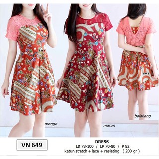 Hot List Dress  Batik  Pesta Imlek  Wanita Modern Etnik Midi 