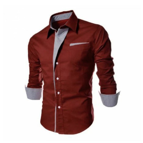 NEW 2020 KEMEJAPRIA HEM ALISAN KEMEJACOWOK PRIA KASUAL POLOS H27M6 BAJU KEMEJA POLOS NAVY BIRU DONGK