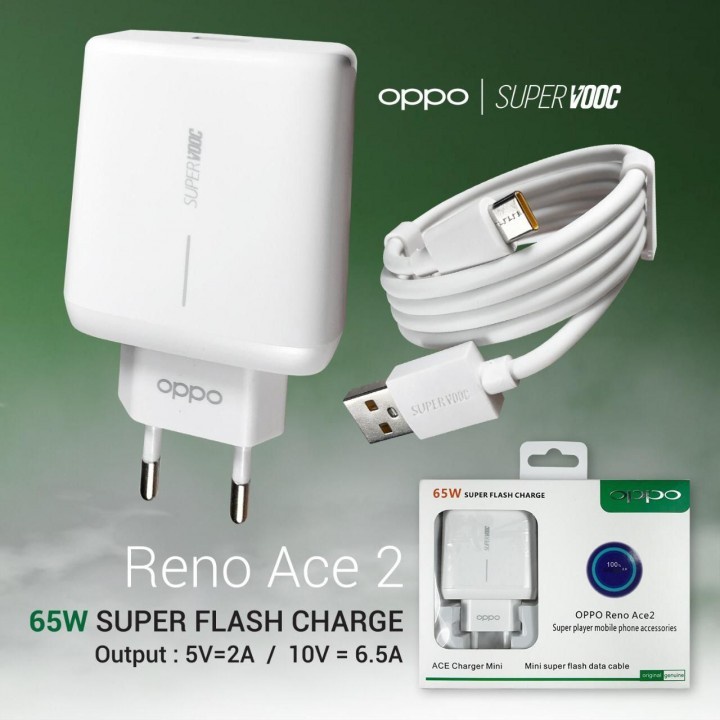 Charger OPPO 65W Reno Ace 2 Micro USB &amp; Type C Super Flash Charge