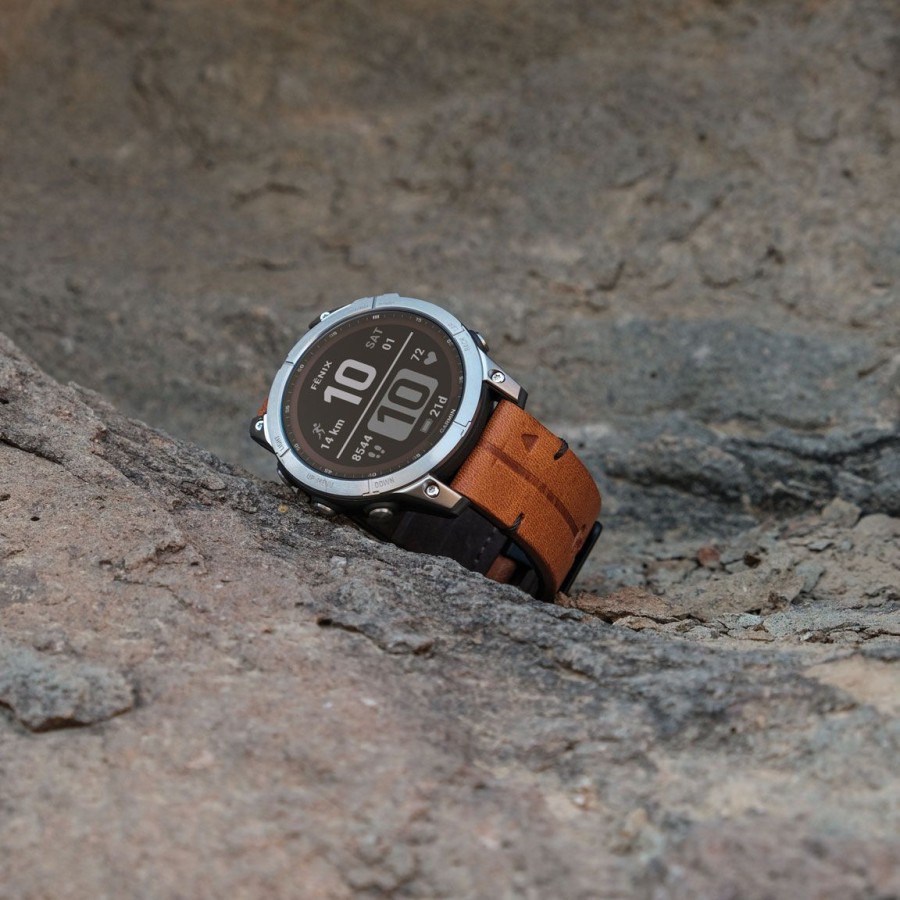 Garmin Fenix 7 Sapphire Solar Chestnut Leather Band - Garansi TAM 2 Tahun