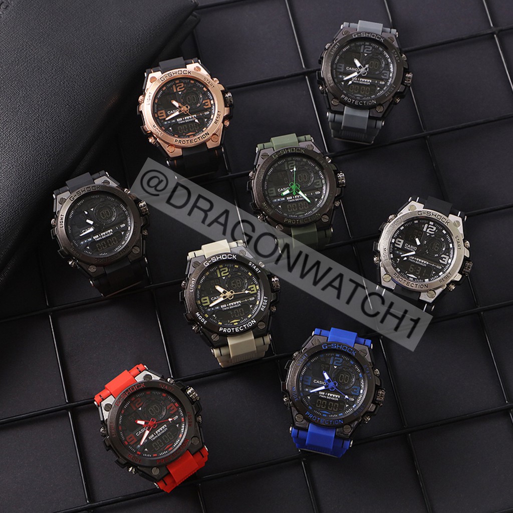 [COD✅] Jam tangan pria Anti air rubber casi0 G-sh0ck G-8600 GST-8600 DUAL-TIME METAL water  S1145