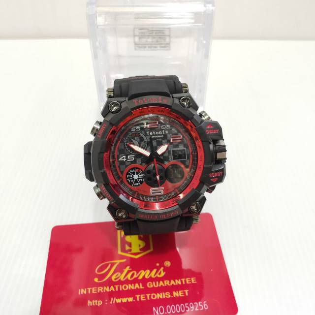 Jam Tangan Pria Tetonis Double Time Tali Rubber Waterproof