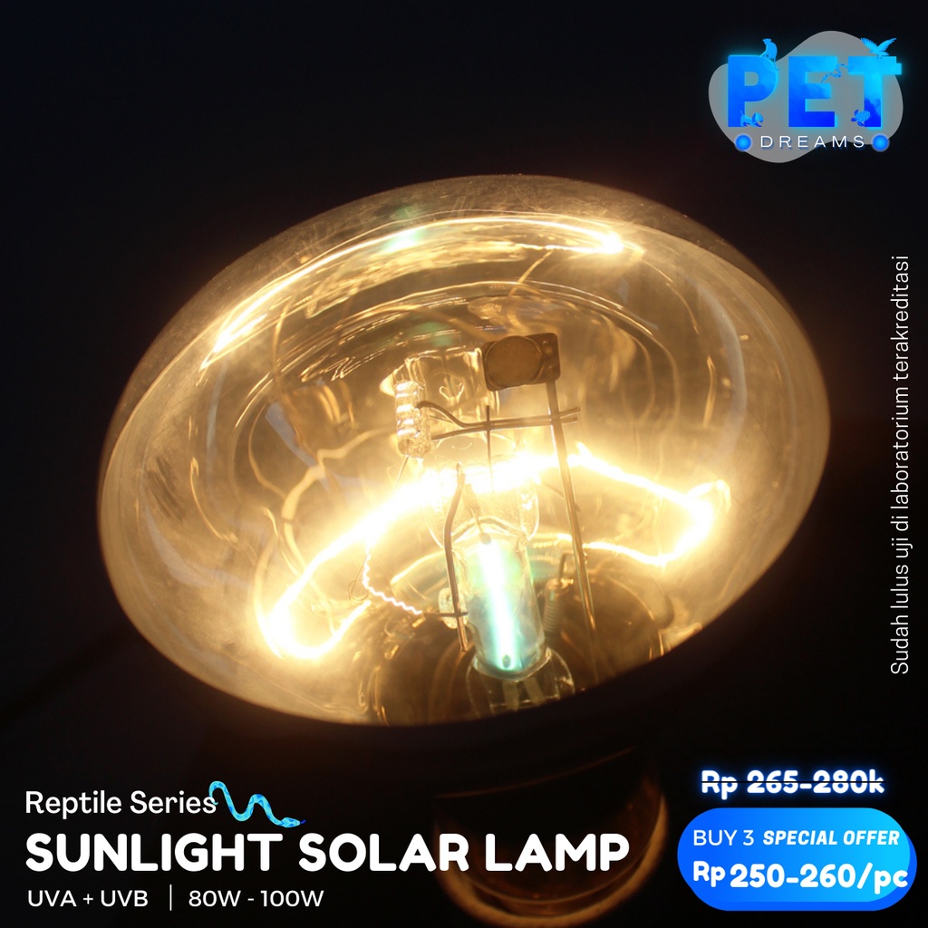 SOLAR LAMP LAMPU UVA UVB PENGGANTI MATAHARI PENGHANGAT KANDANG REPTIL SULCATA KURA TORTO NOMOY