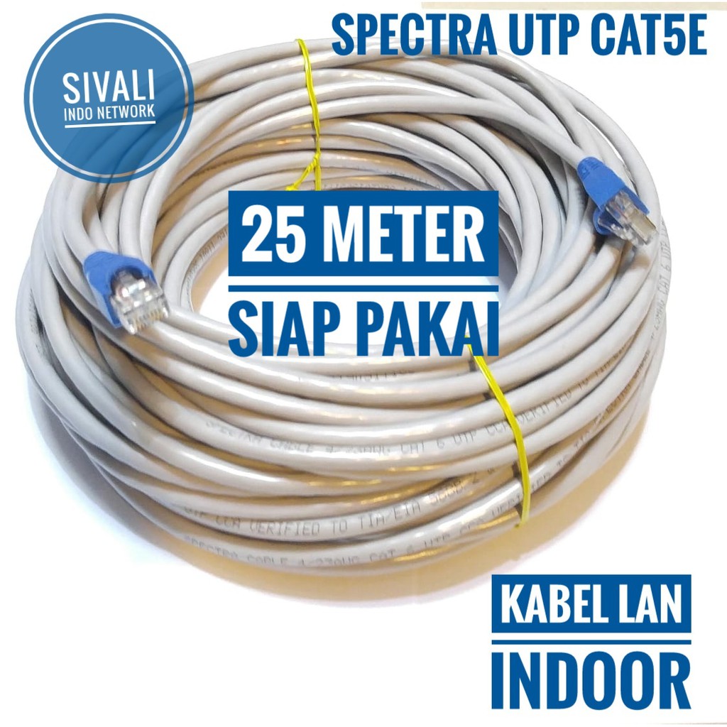 25 METER SPECTRA KABEL LAN UTP CAT5E INDOOR SIAP PAKAI [SUDAH CRIMPING RJ45 + PLUGBOOTH]