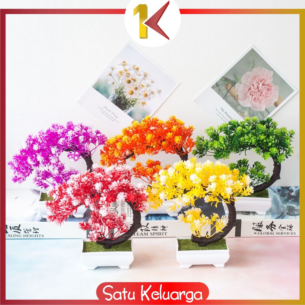 SK-C35-37 Ornamen Pot Bonsai Pajangan Dekorasi Rumah Tanaman Bunga Hias Plastik Artificial Flower-7
