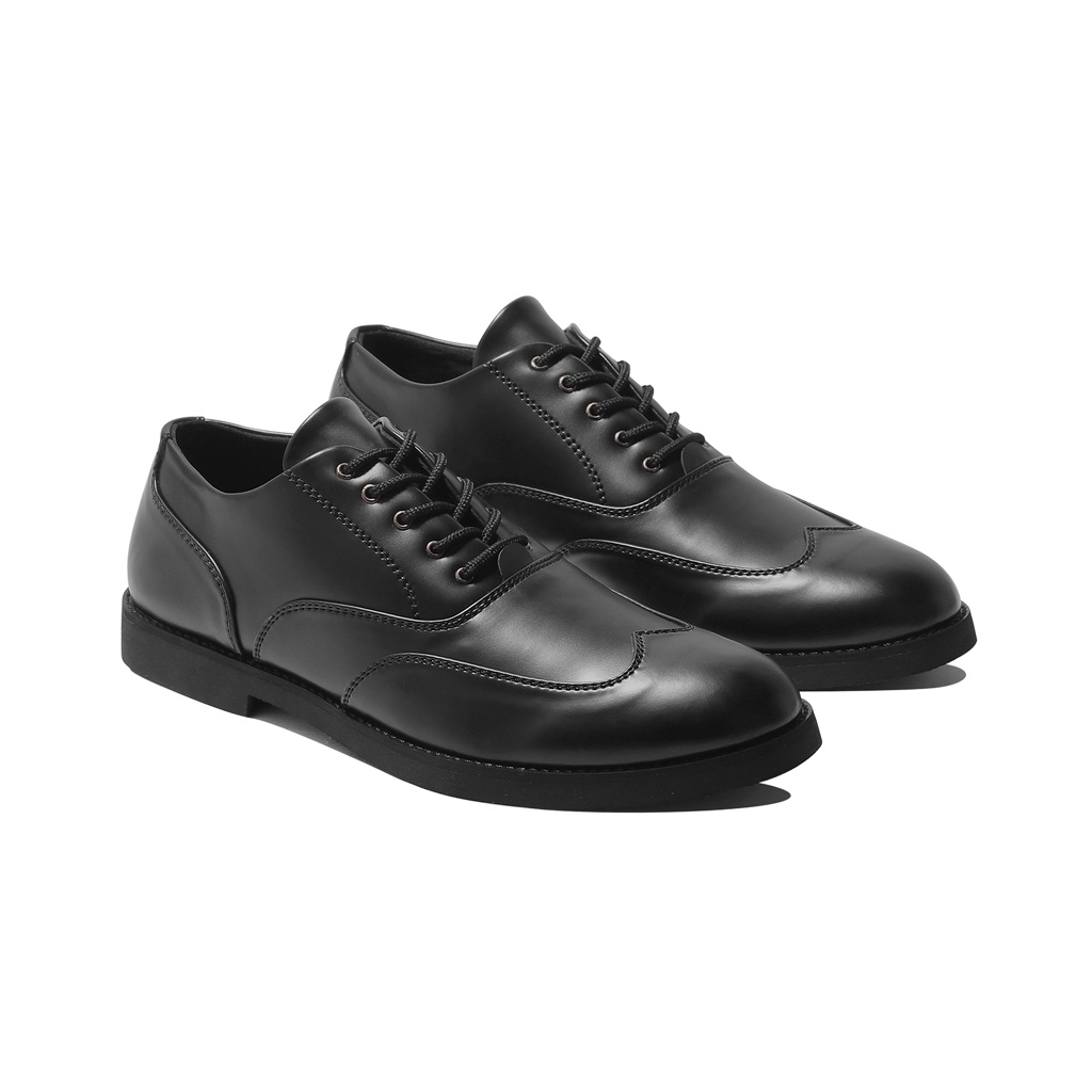 LINGARD BLACK ORIGINAL x LVNATICA Sepatu Formal Hitam Tali Pria Pantofel Kerja Kantor Dinas Resmi Guru PNS Kantoran Pesta Undangan Wedding Kondangan Nikah Wisuda Kuliah Derby Oxford Semi Kulit Premium Footwear Big Size Jumbo Ukuran Besar 44 Keren Branded