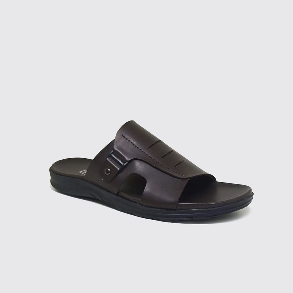 Kulit Asli - Sandal Slide Pria Selop Dark Brown