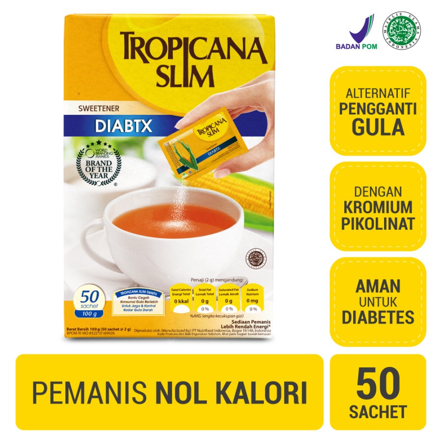 

Tropicana Slim Sweetener Diabtx (50 Sachet)