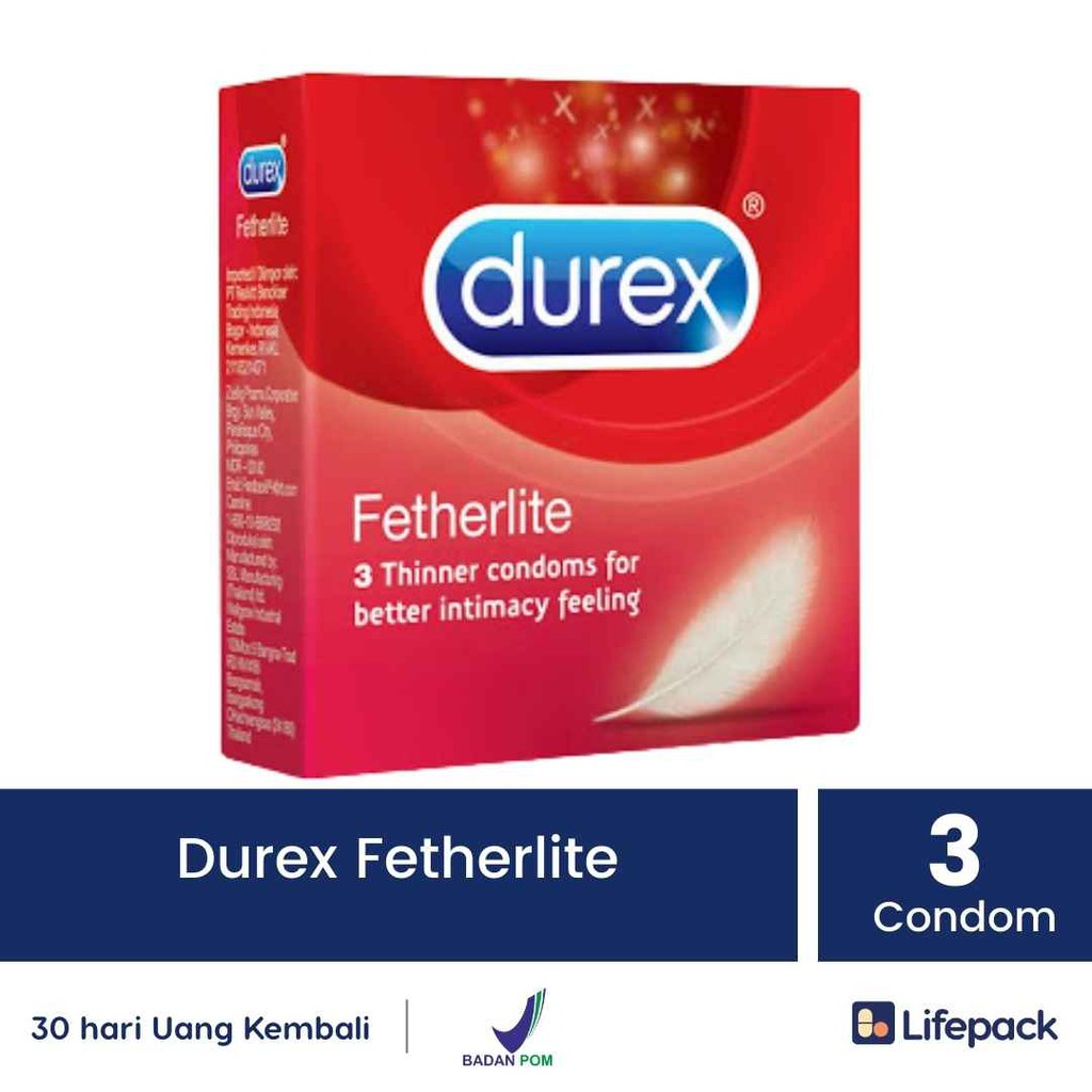 KONDOM DUREX FETHERLITE - Alat Kontrasepsi Pria - Lifepack-3 Condom