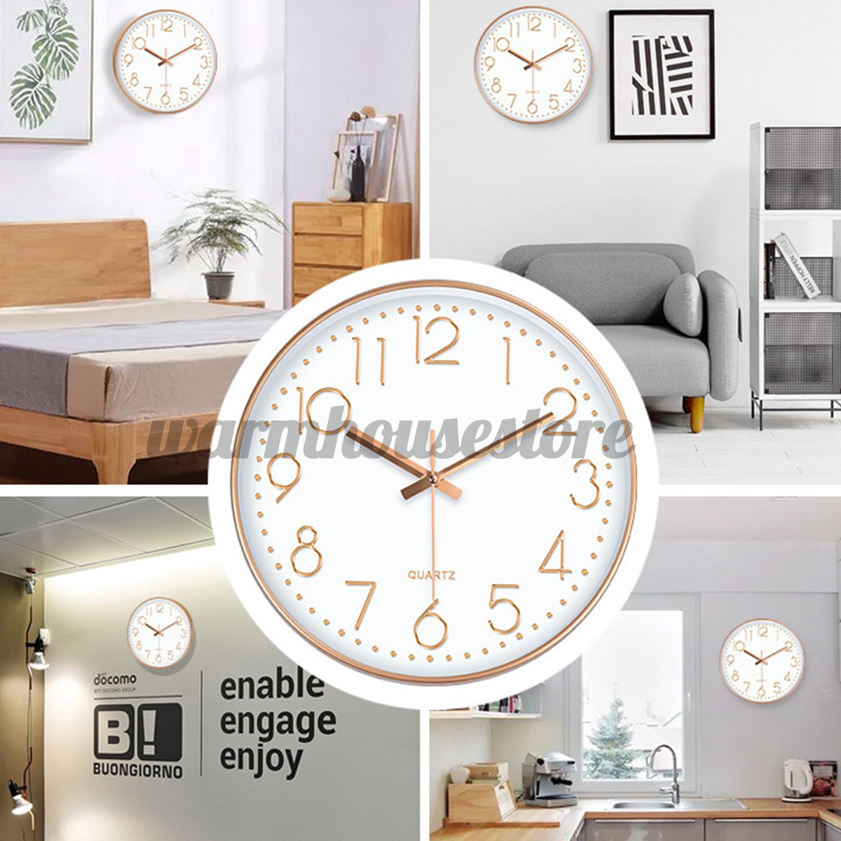 12 Wall Clock Silent Quartz Wall Night Clocks Multicolor Optional Shopee Indonesia