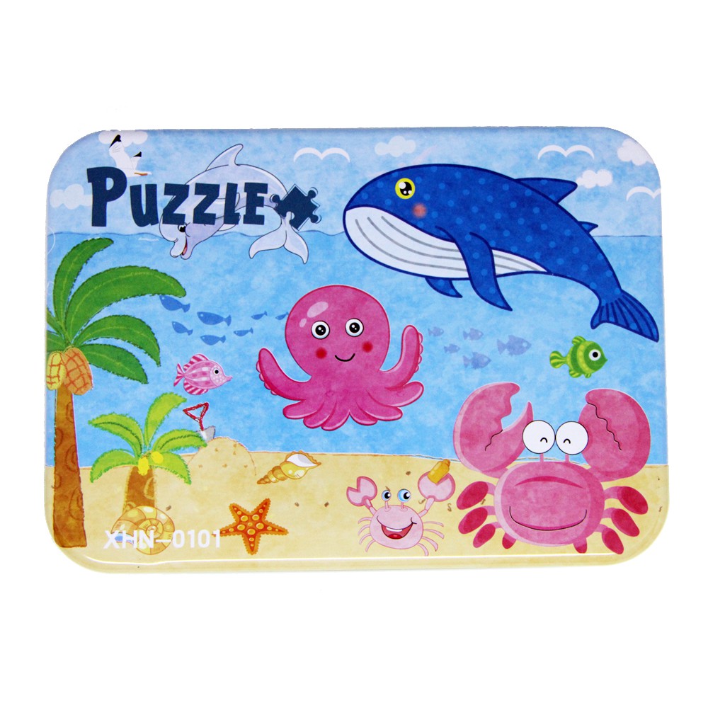 PL107 Puzzle Kayu Jigsaw Mix 4 in 1 Tepak Kaleng Mainan Anak Underwater