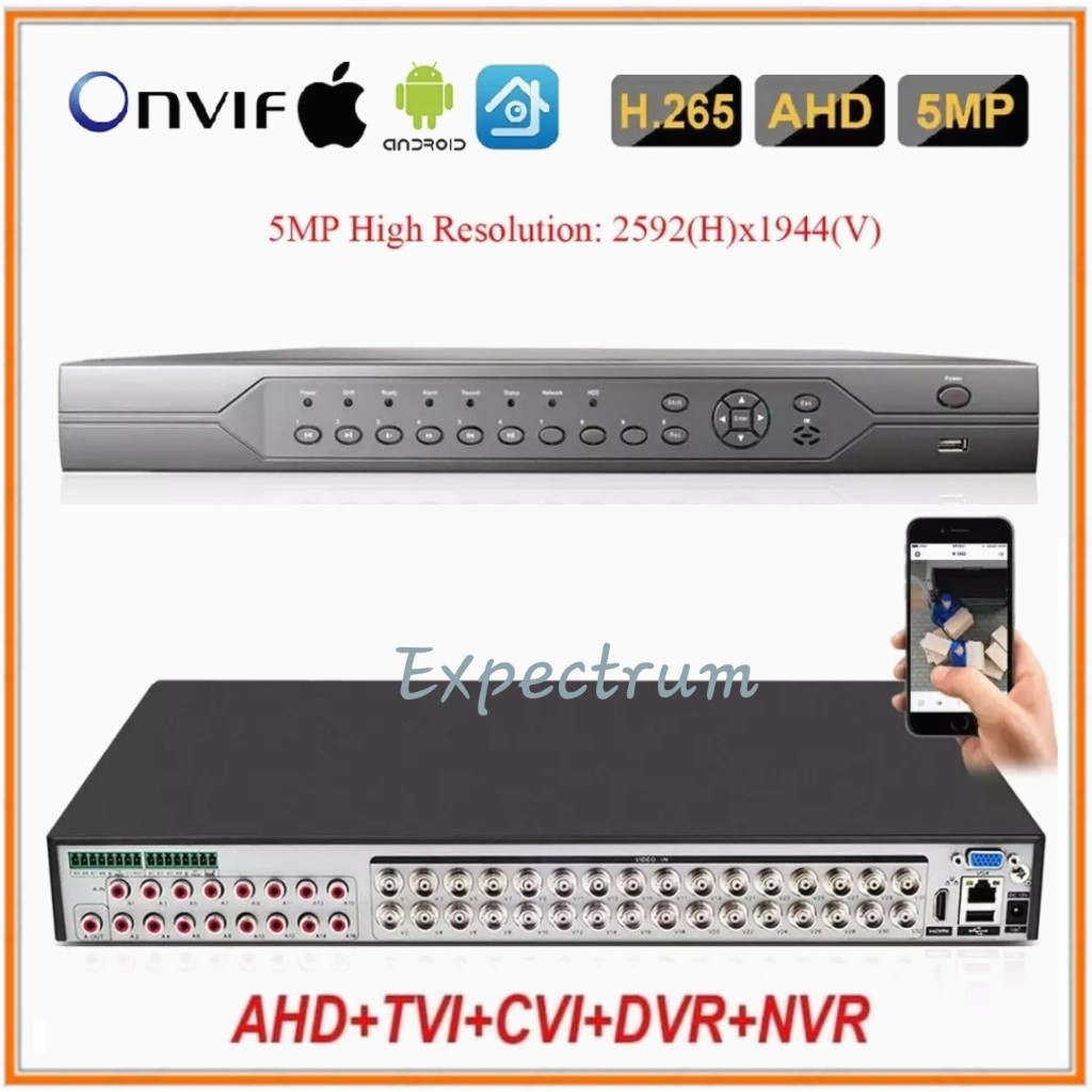 DVR 32CH Hybrid 5 in 1 XMEYE 5MP. HDMI. AHD. Tvi. Cvi. Analog. Ipcam