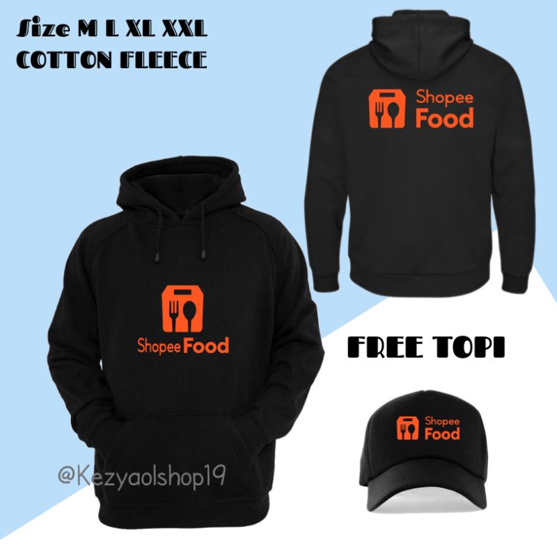 Sweater Hoodie food hitam/Sweater Driver FOOD+Bonus Topi Bilup fleece Tebal