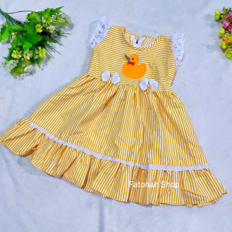 Dress anak cewek 1 2 tahun bebek berenang pakaian anak perempuan (dress bebek berenang )