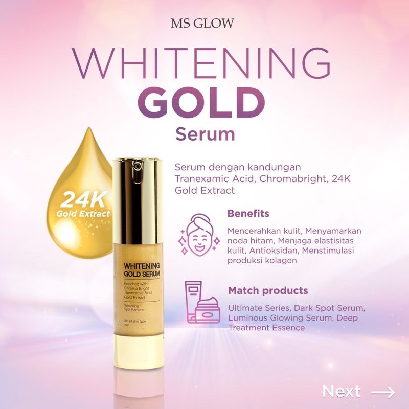 (Original 100%) Ms Glow Serum Whitening Gold 15ml / Serum Gold Ms Glow 15ml