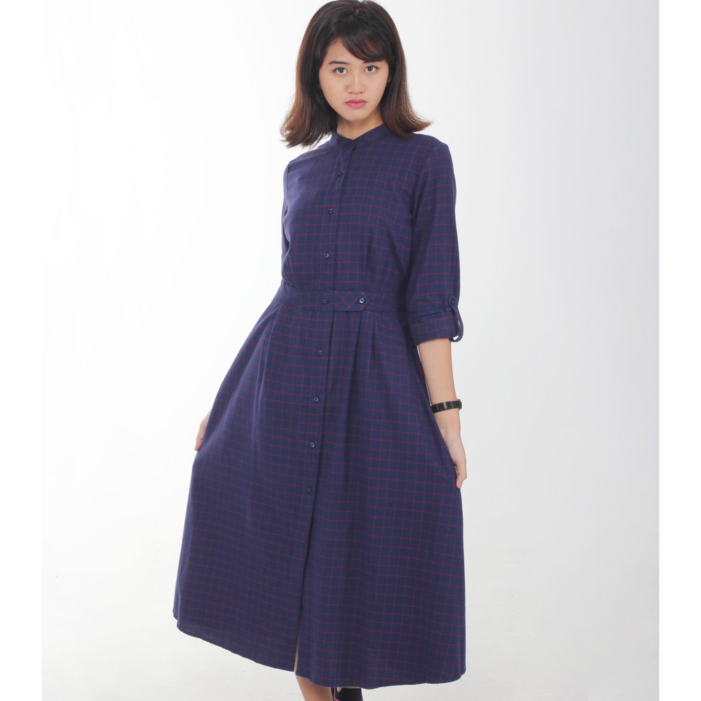 Benhill/Gamis Wanita/Flanel Lengan Panjang Ungu Merah Art. 0558-11318/Ramayana Cijantung