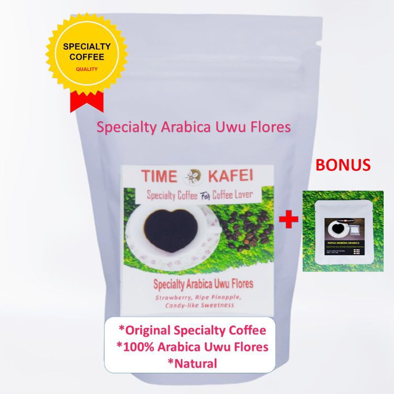 

KOPI ARABIKA FLORES UWU NATURAL SPECIALTY GRADE 1 ALL PROCESS 200g BIJI/GILING MEDIUM+BONUS KOPI 10g