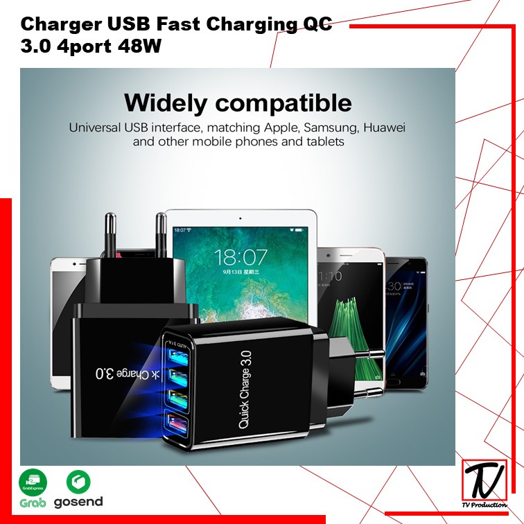 Adaptor Quick Charger USB Fast Charger 4 Port QC 3.0 48W