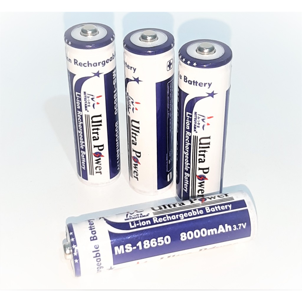 Batterai Charger MS18650 Li-ion 3.7volt - 8000mAh Warna Biru Plus Timbul Paket isi 4pcs