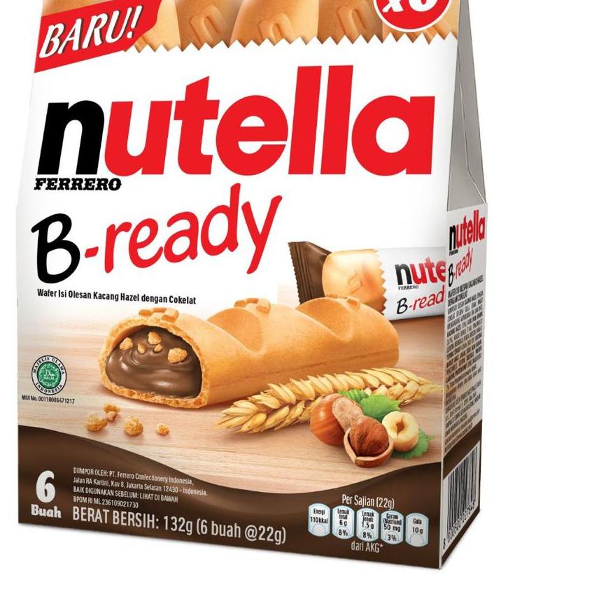 

Telah Hadir ♖ Ferrero - Nutella - B-Ready - 132gr (6buah @22gr) - Wafer isi olesan kacang hazel dengan cokelat$