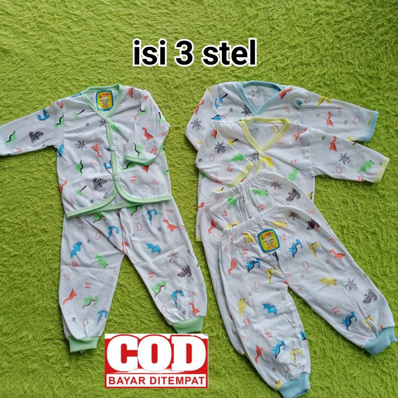 3stel Baju Stelan Bayi Baru Lahir / 3stel PIYAMA BIS PANJANG