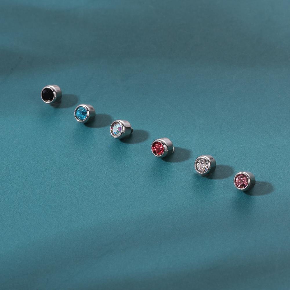 1 Set Tindik Bahan Baja Kristal Mikro Dermal Opal Ukuran 2.5 / 3 / 4mm Untuk Kulit