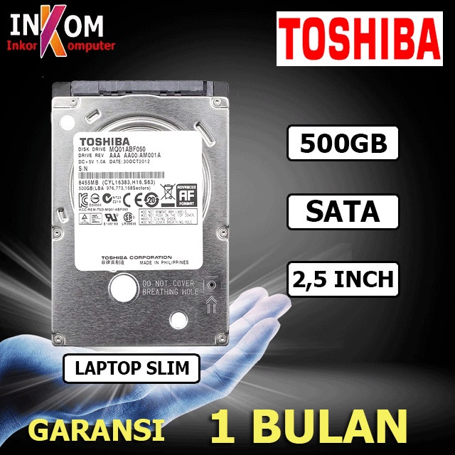 Hardisk Internal Laptop 500GB Sata Toshiba Slim