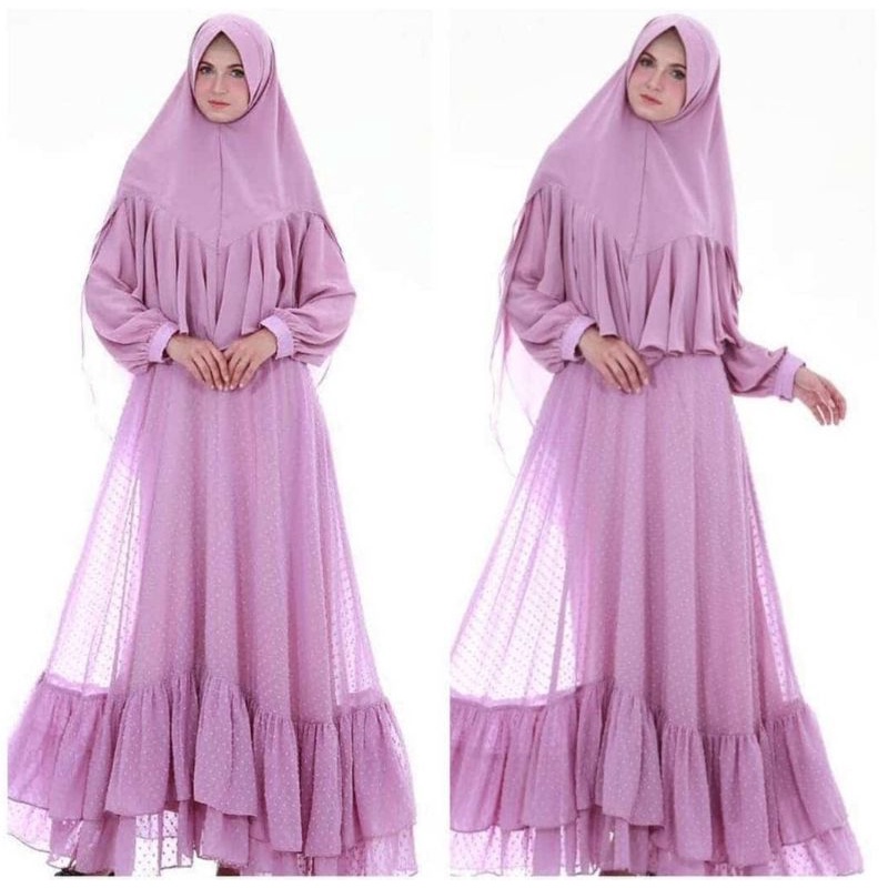 gamis syari/set syari/busana muslim /gamis riri/syari riri original/gaun pesta/syari polos/dress mus