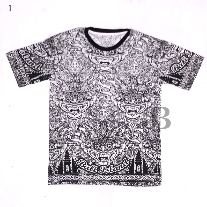 Kaos Batik Katun Monokrom Full Print