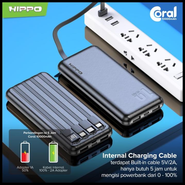 Hippo Power Bank Coral 10000Mah 5 Output Smart Detect Charging