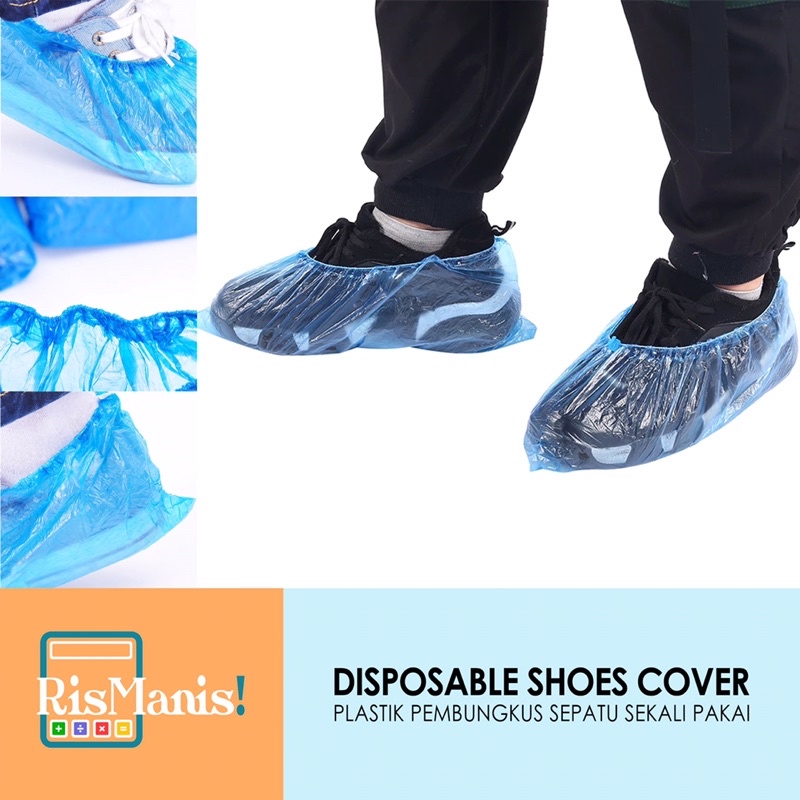 DISPOSABLE SHOES COVER - Plastik Anti Basah Pembungkus Pelindung Sepatu Jas Hujan Tahan Air Praktis