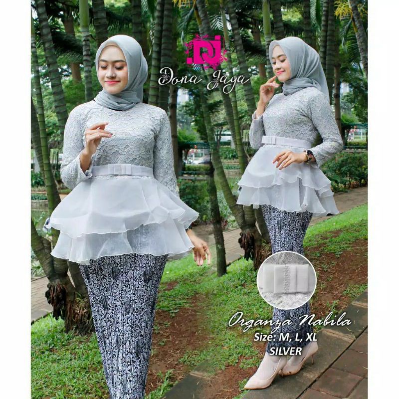 Setelan kebaya organza terbaru / kebaya organza / navy / maroon / dusty / silver / coksu