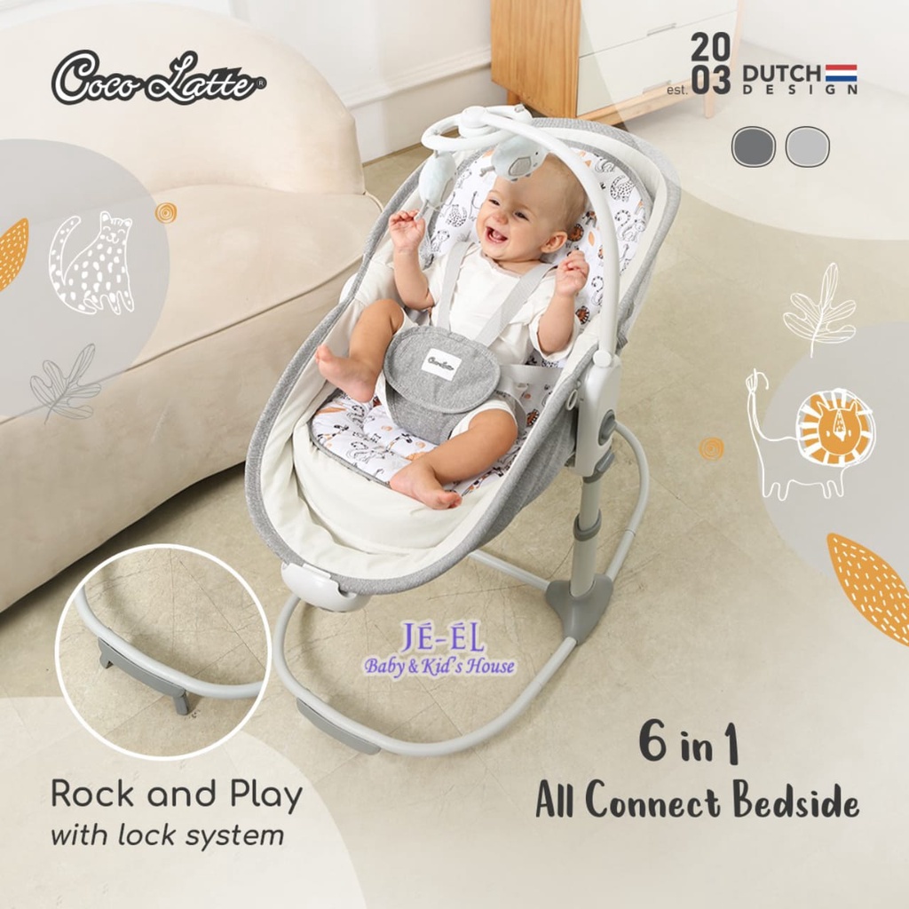 Cocolatte 6 in 1 All Connect Bedside / Ayunan Bayi Side Bed Bassinet Rocker