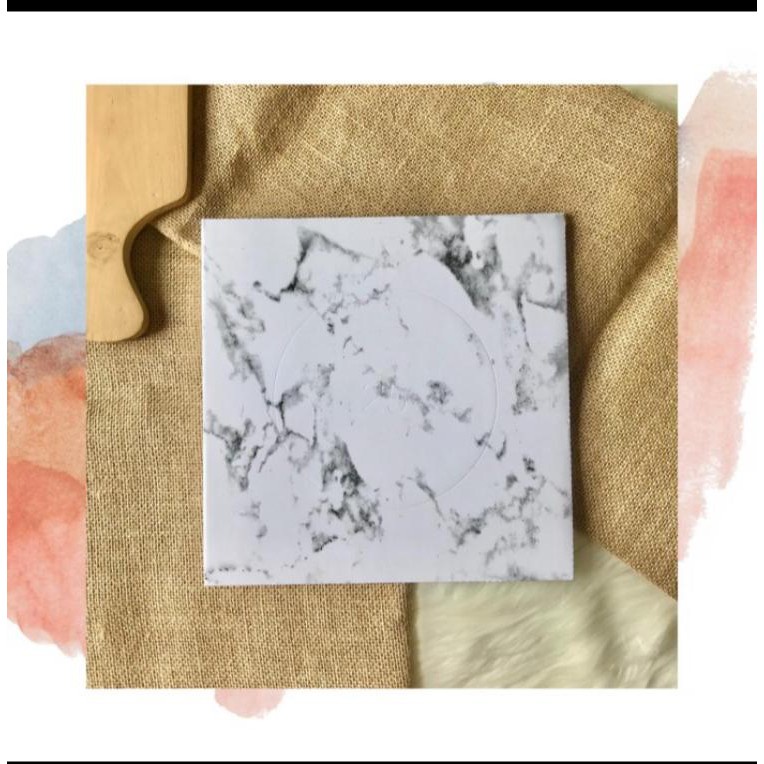 Papan Kue - Papan Kue Kotak Marble Hitam/Putih 30x30cm