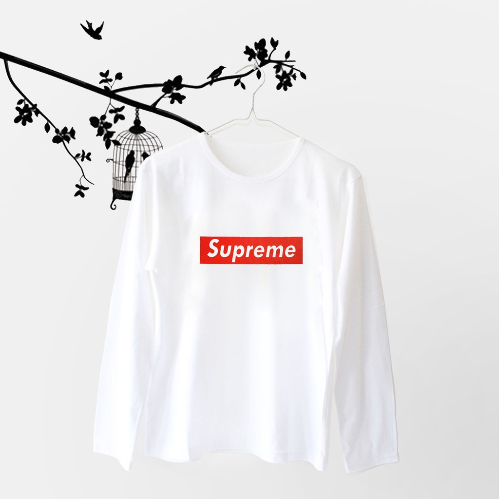 Tumblr Tee / T-Shirt / Kaos Wanita Lengan Panjang Supreme Warna Putih