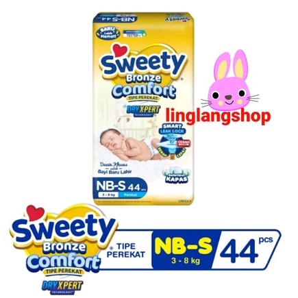 Sweety bronze Comfort NB-S isi 44 popok PEREKAT NEW BORN baby bayi (no.234)