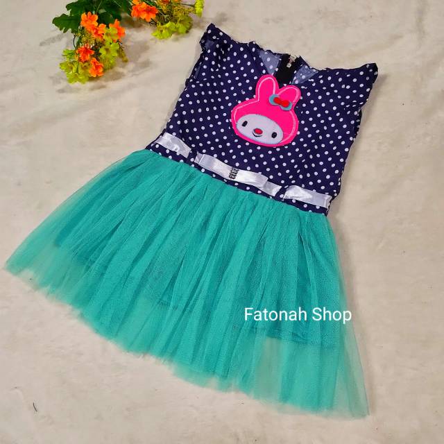 Dress anak cewek 1 2 tahun baju anak perempuan lucu tutu tile ( dress tutul tutu )